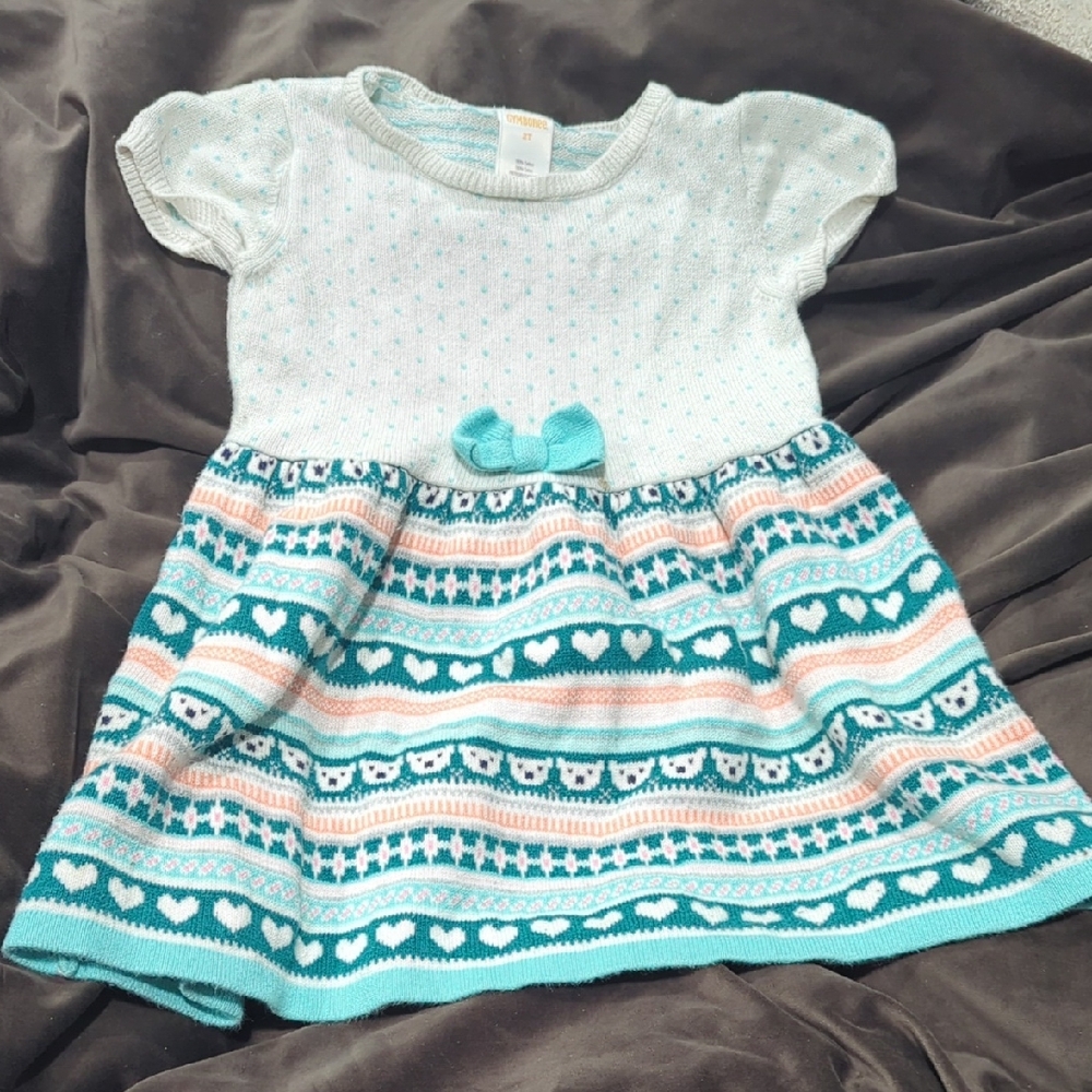 Gymboree Teal and White Patterned Kids Dress